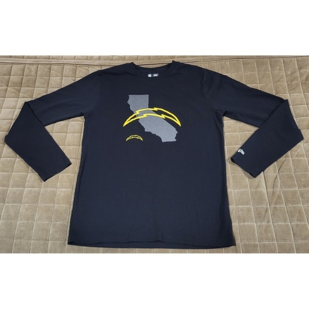 Men's Los Angeles Chargers New Era Black State Long Sleeve T-Shirt Size Large